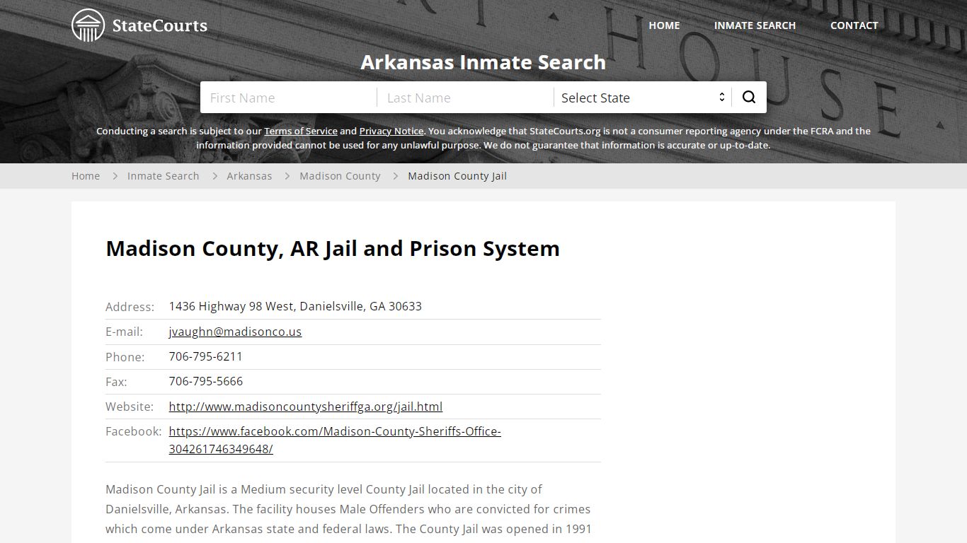 Madison County, AR Jail and Prison System - State Courts